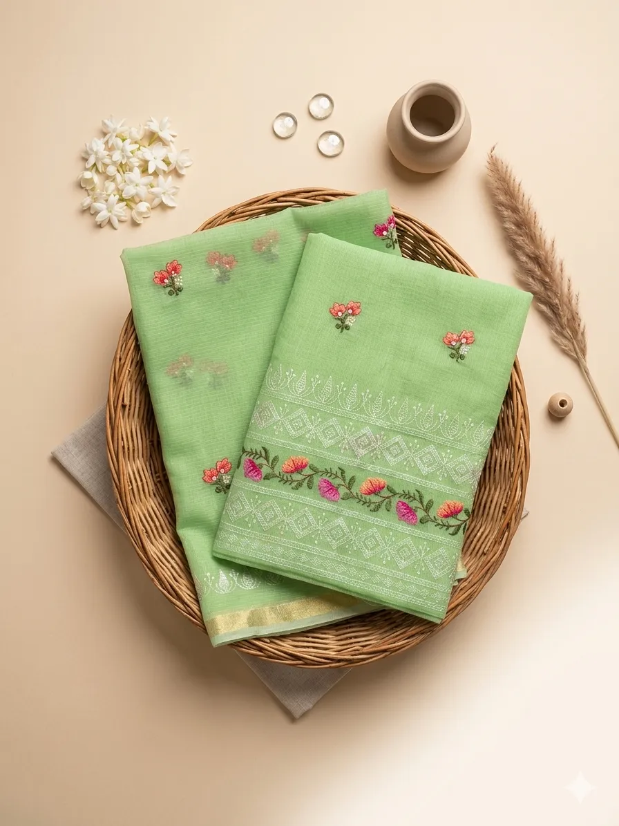 Embroidered Soft Kota Cotton Dress Material Set (Multi-Color Collection)