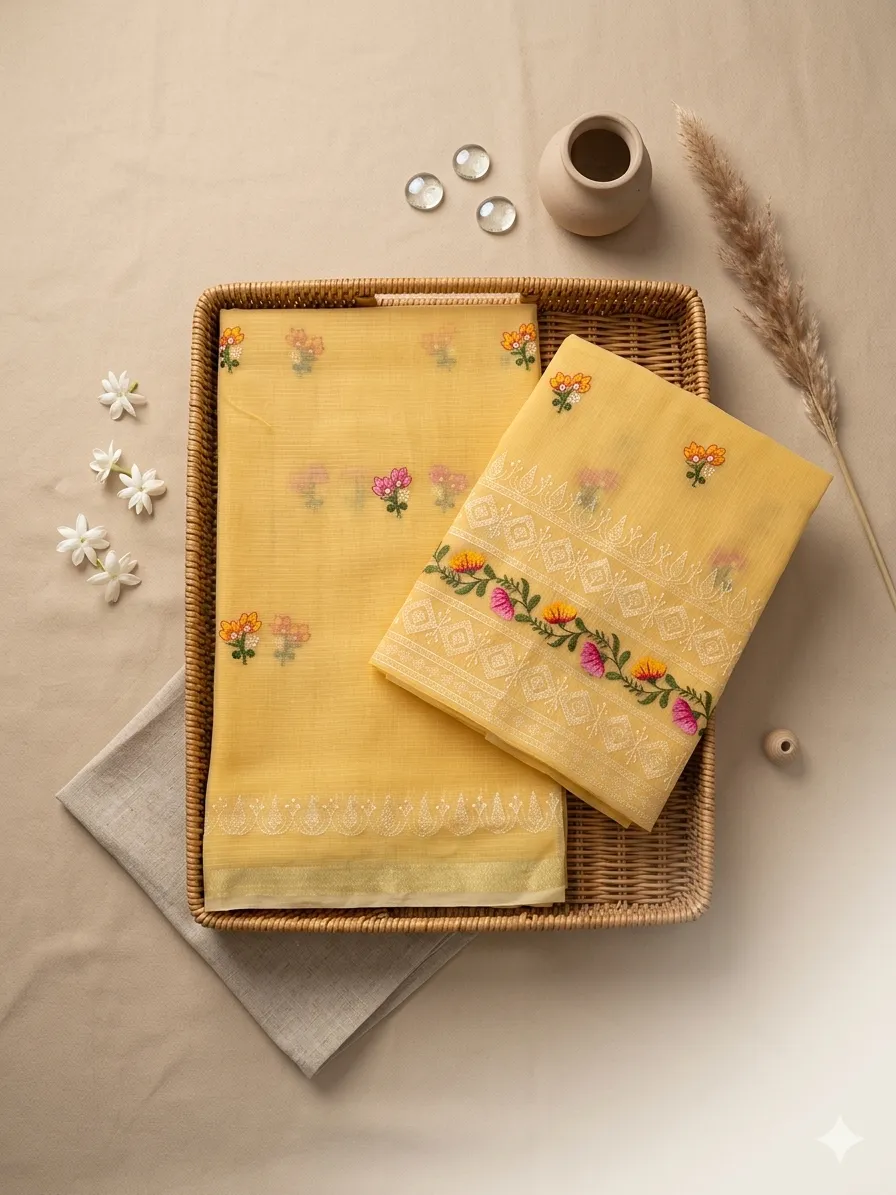 Embroidered Soft Kota Cotton Dress Material Set (Multi-Color Collection)