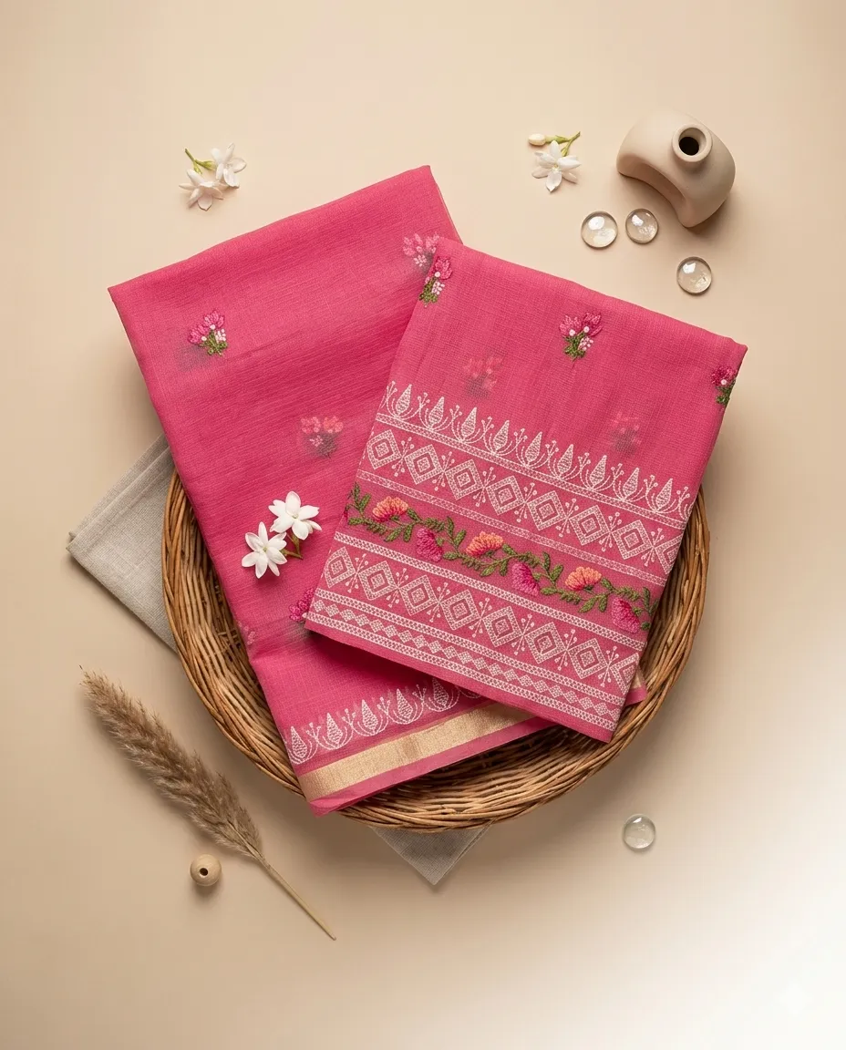 Embroidered Soft Kota Cotton Dress Material Set (Multi-Color Collection)
