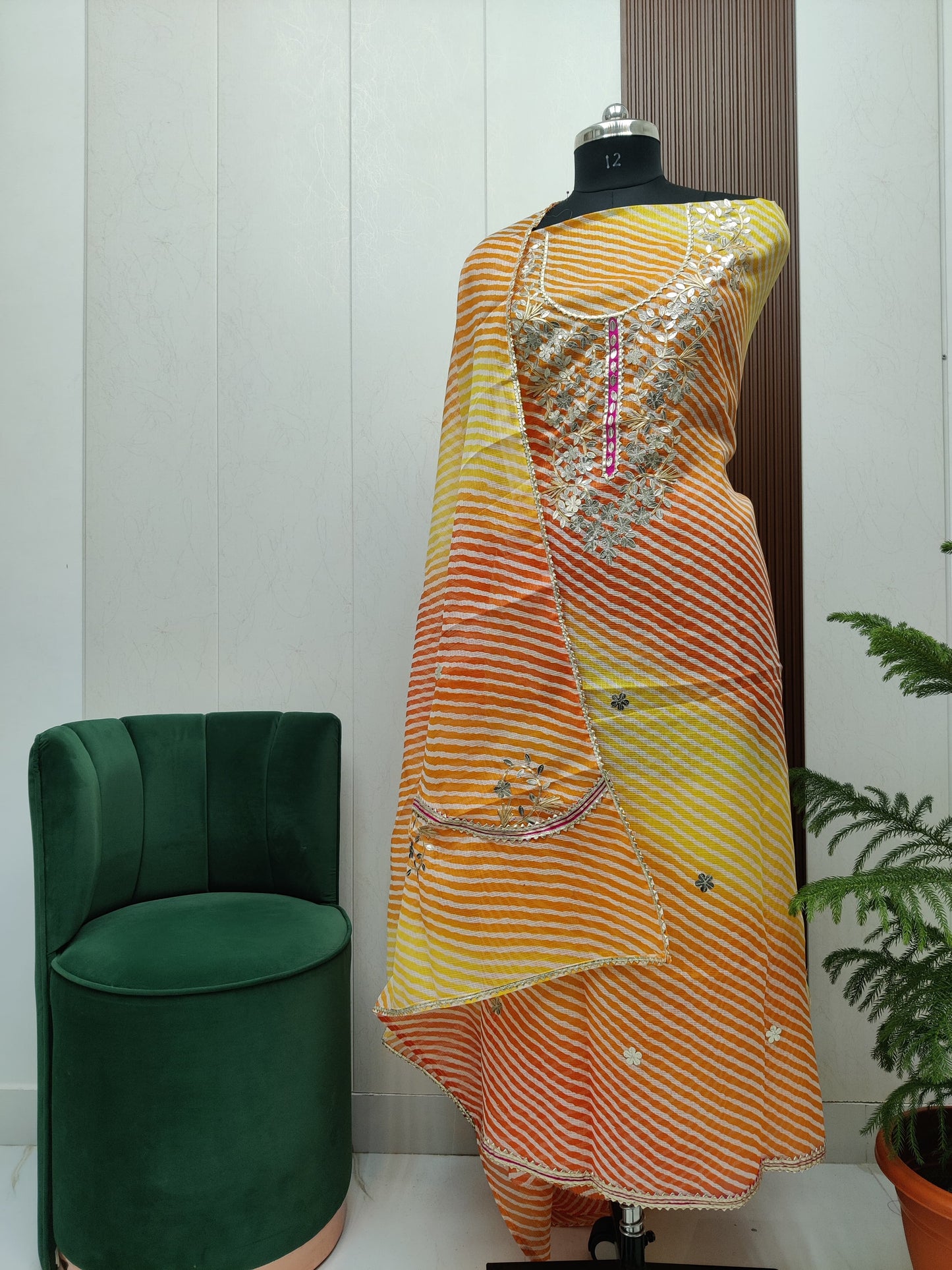 Beautiful Kota Doria Gotta Patti Semi Silk Unstitch Dress Material