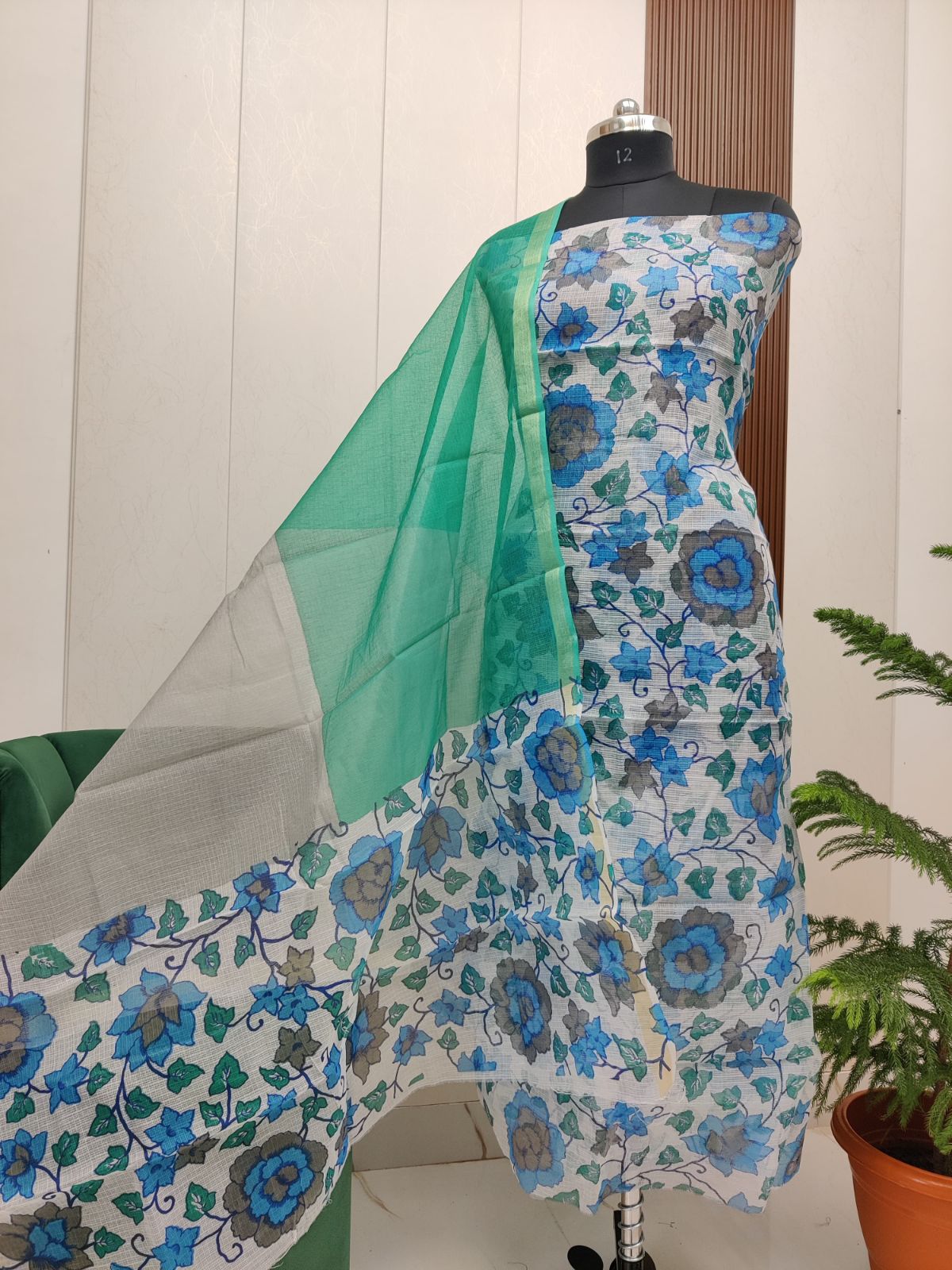 Beautiful Kota Doria Screen Print Unstitch Dress Material