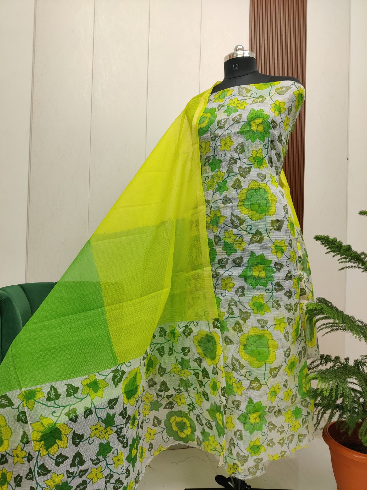 Beautiful Kota Doria Screen Print Unstitch Dress Material