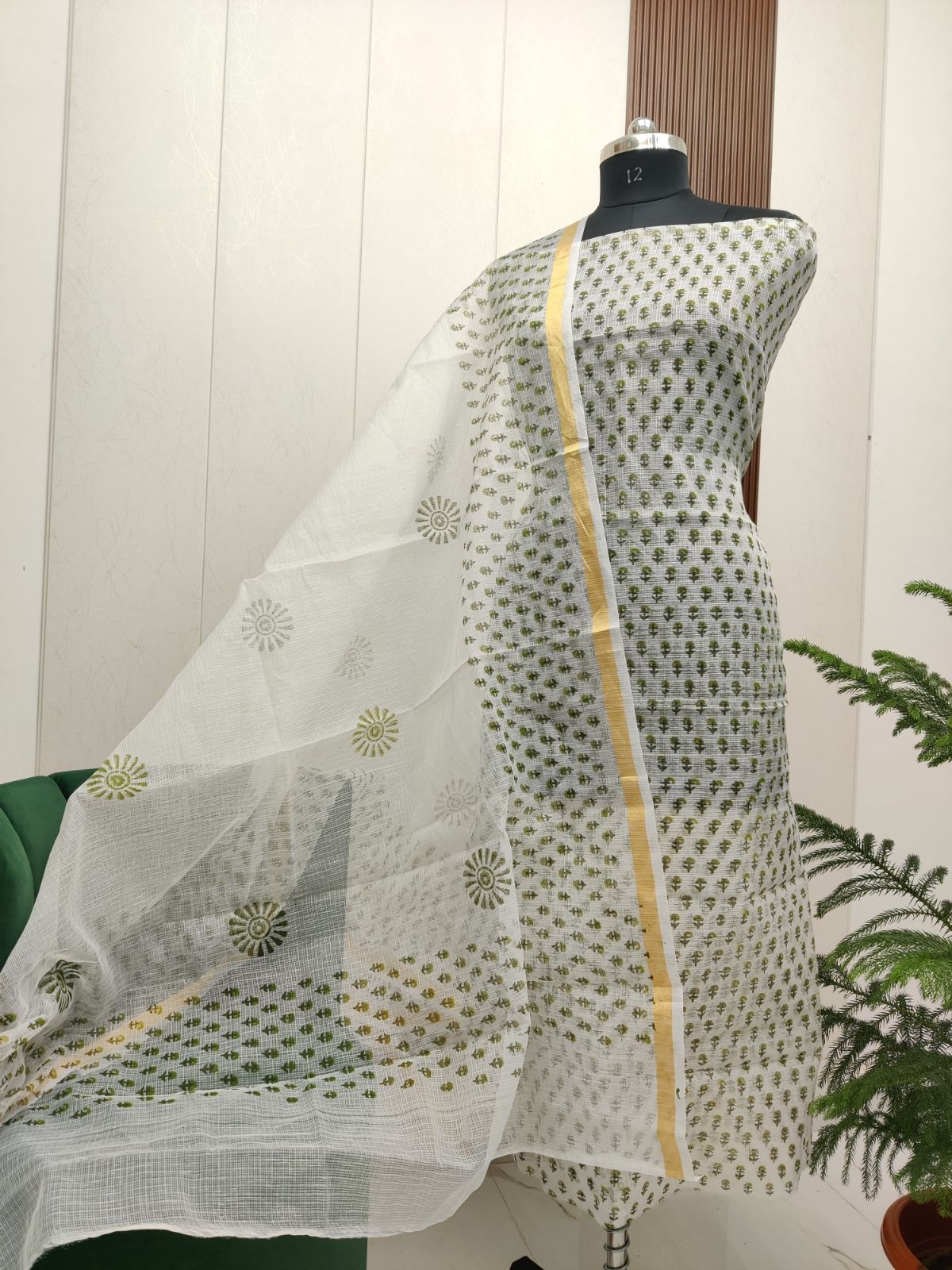 Beautiful Kota Doria Hand Block Print Unstitch Dress Material