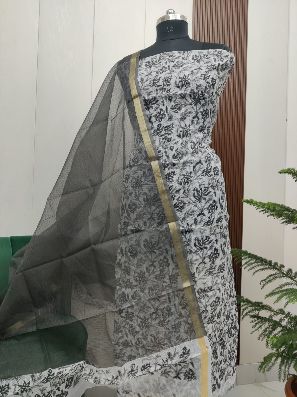 Beautiful Kota Doria Hand Block Print Unstitch Dress Material