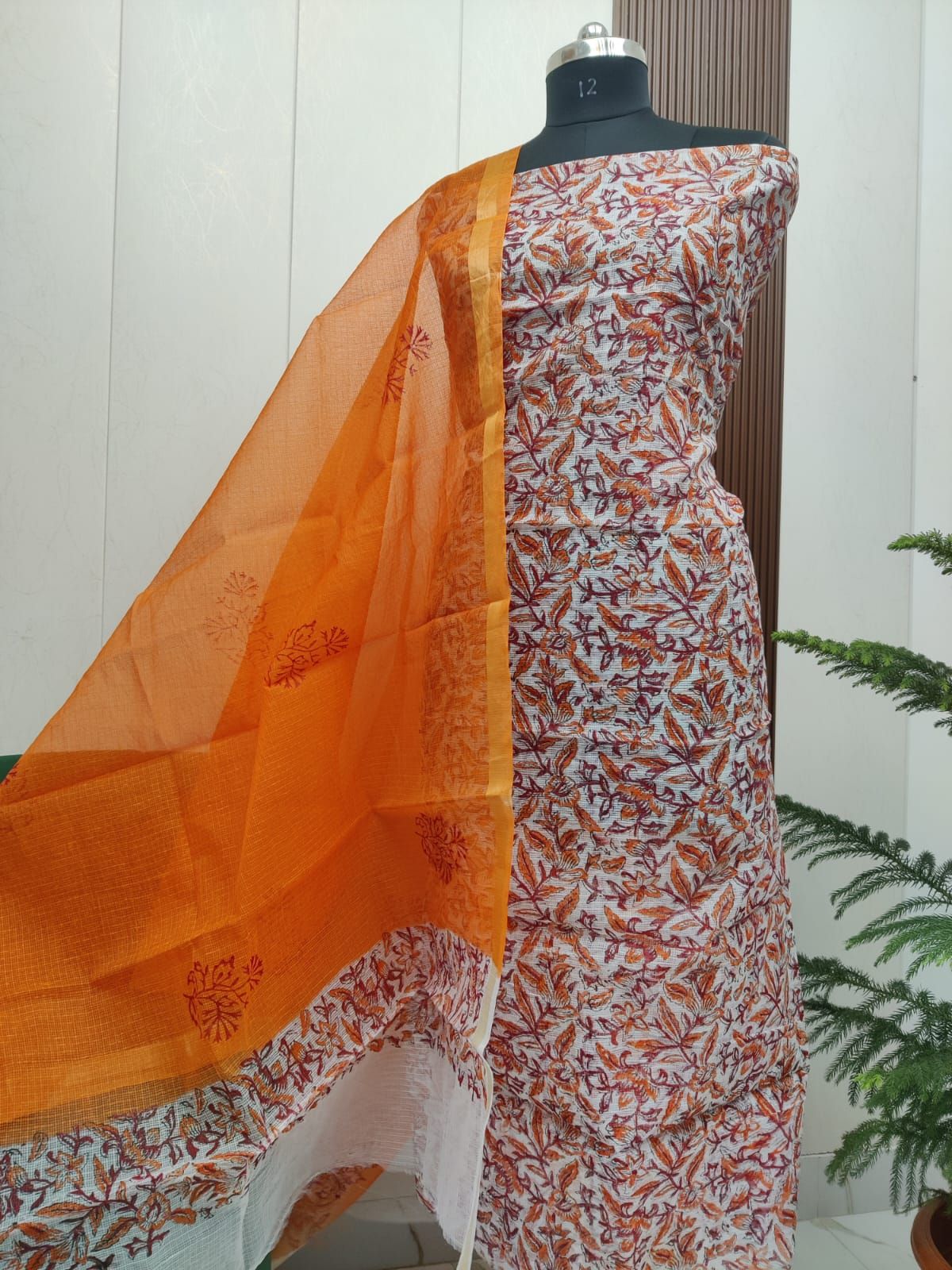 Beautiful Kota Doria Hand Block Print Unstitch Dress Material