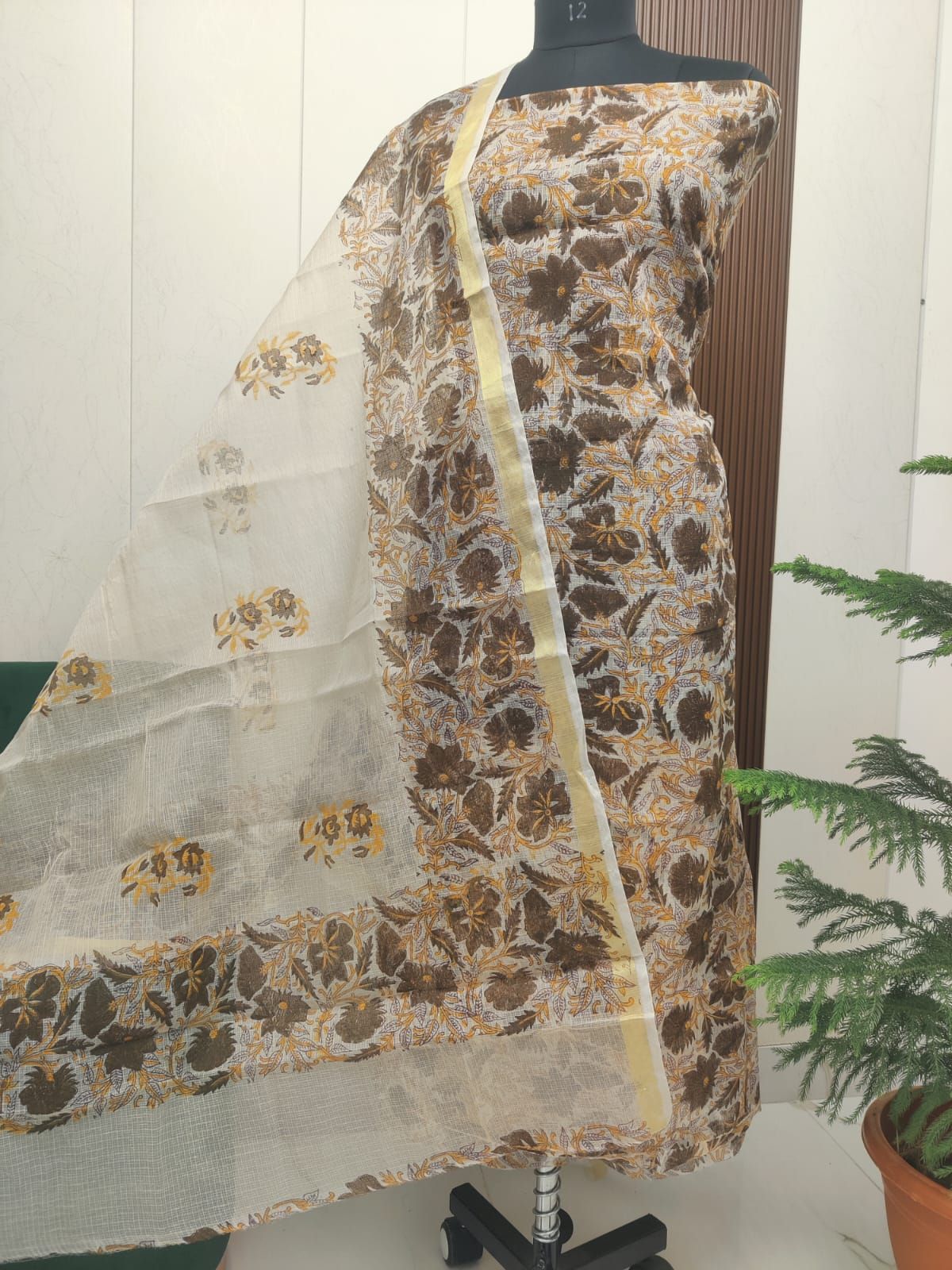 Beautiful Kota Doria Hand Block Print Unstitch Dress Material