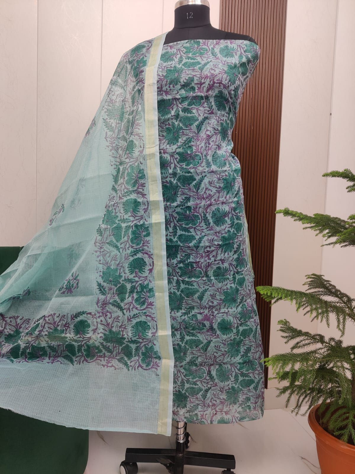 Beautiful Kota Doria Hand Block Print Unstitch Dress Material