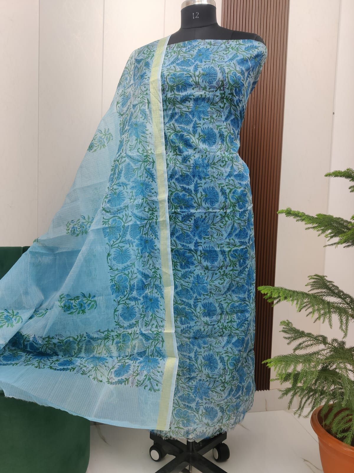 Beautiful Kota Doria Hand Block Print Unstitch Dress Material