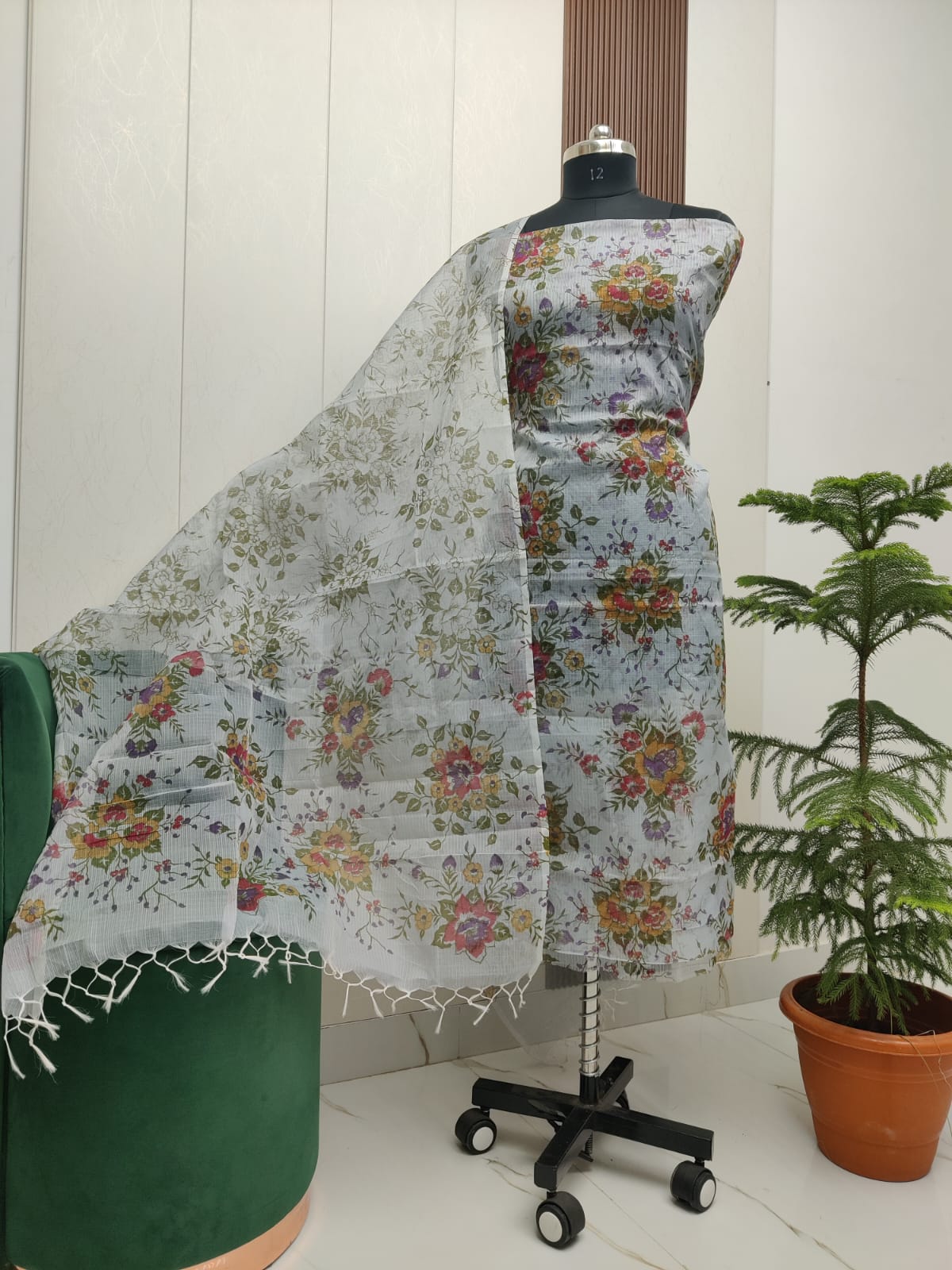 Beautiful Kota Doria Screen Print Unstitch Dress Material
