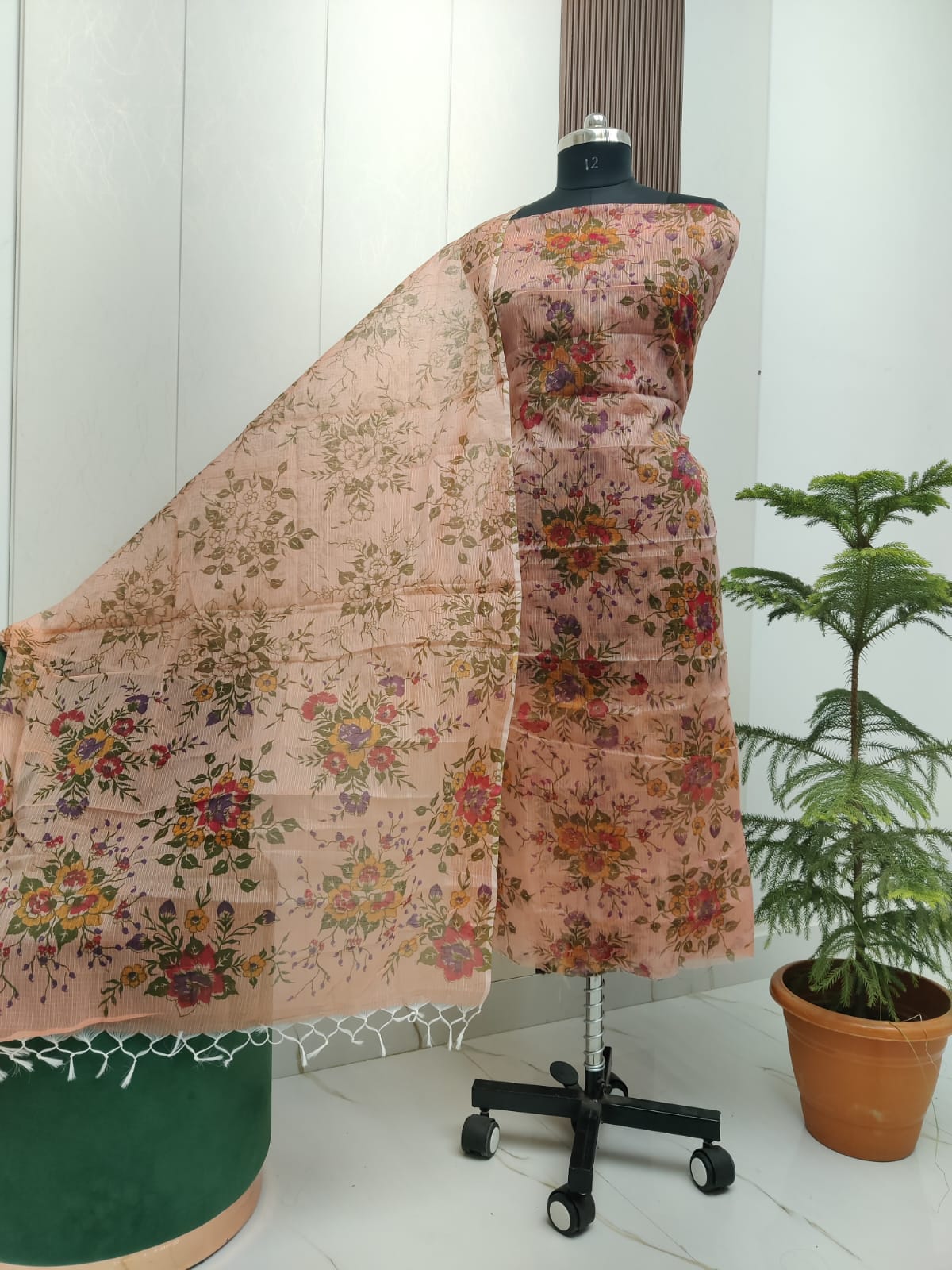 Beautiful Kota Doria Screen Print Unstitch Dress Material