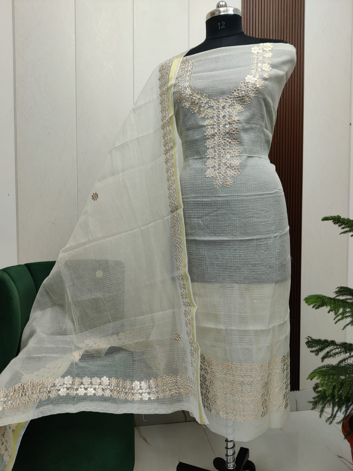 Beautiful Kota Doria Gotta Patti Unstitch Dress Material