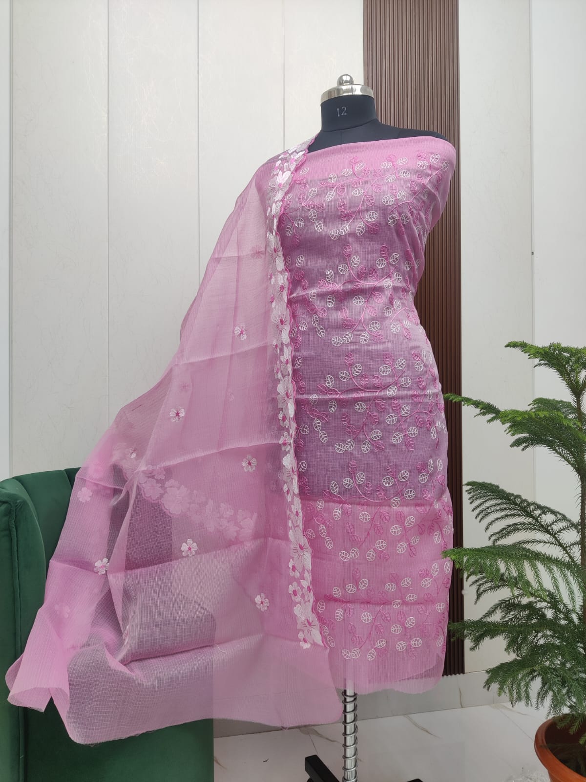 Beautiful Kota Doria Embroidery Unstitch Dress Material