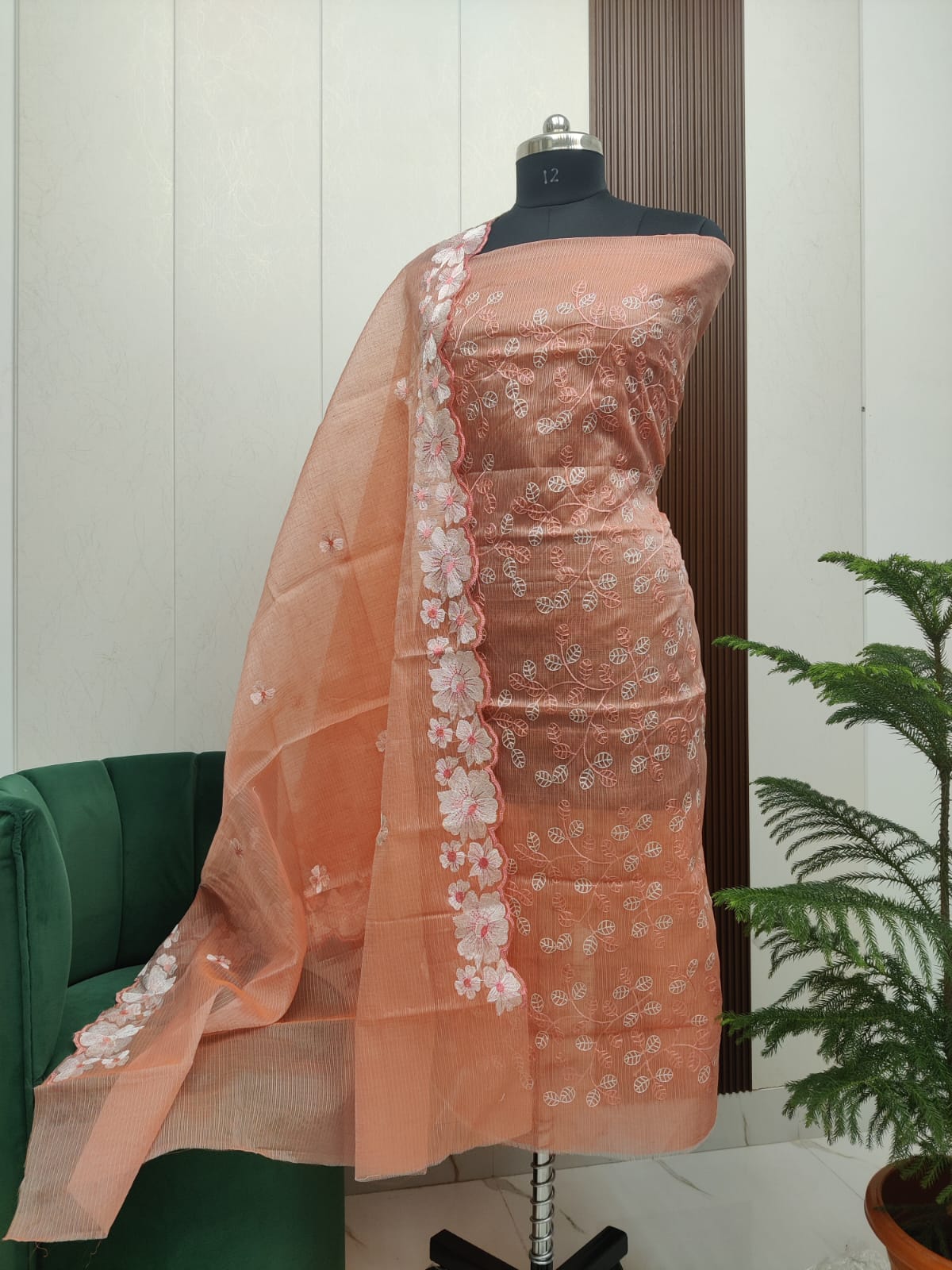 Beautiful Kota Doria Embroidery Unstitch Dress Material