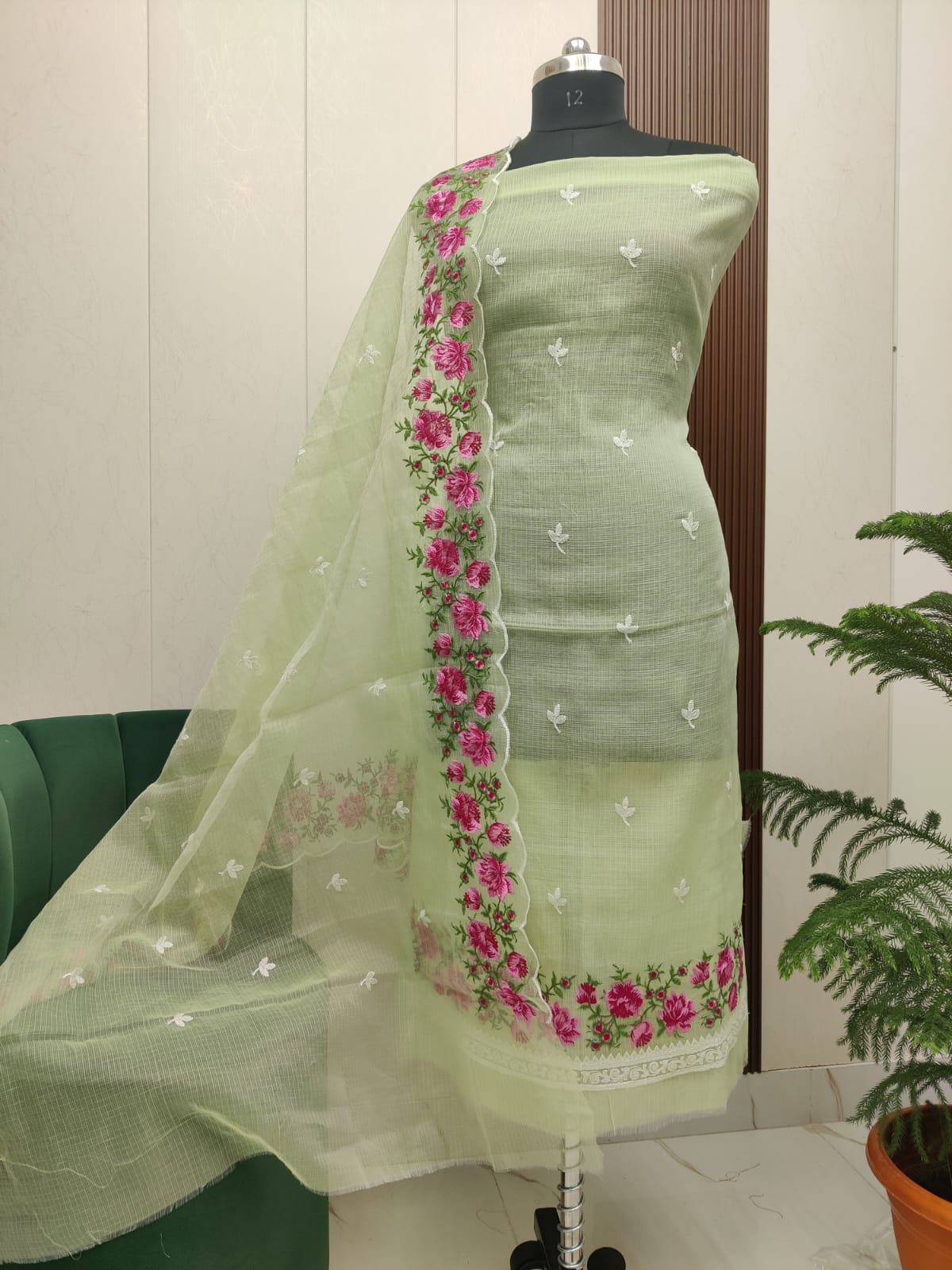 Beautiful Kota Doria Embroidery Unstitch Dress Material