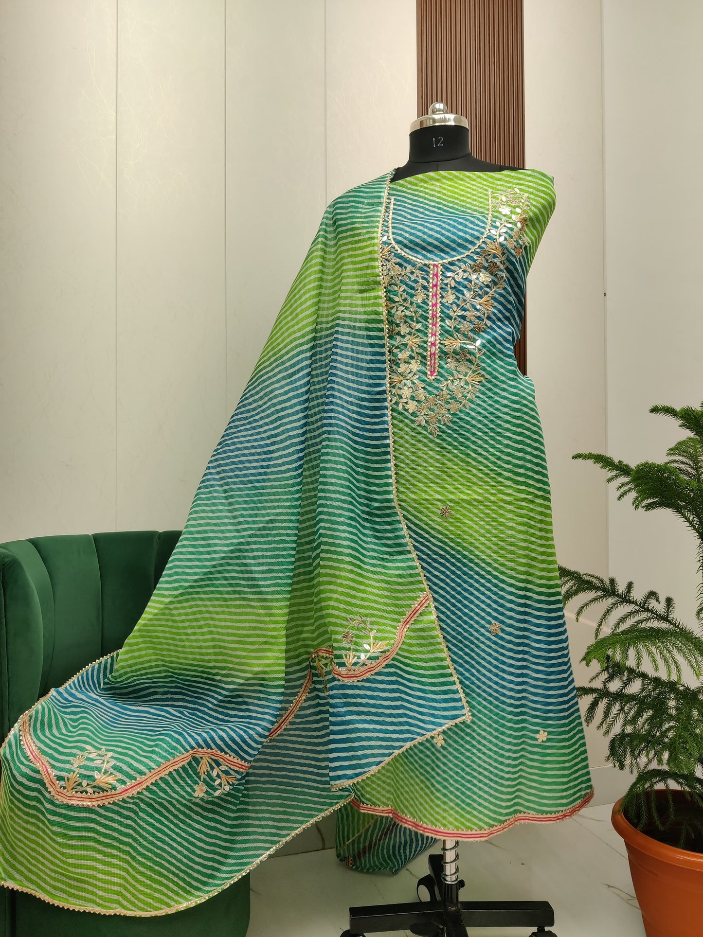 Beautiful Kota Doria Gotta Patti Semi Silk Unstitch Dress Material