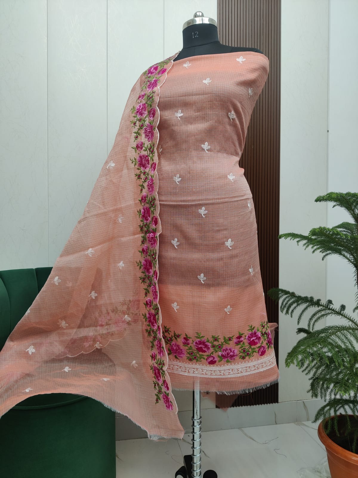 Beautiful Kota Doria Embroidery Unstitch Dress Material