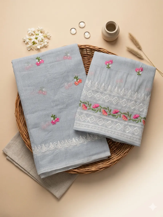 Embroidered Soft Kota Cotton Dress Material Set (Multi-Color Collection)