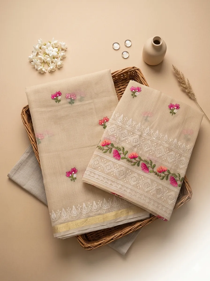 Embroidered Soft Kota Cotton Dress Material Set (Multi-Color Collection)