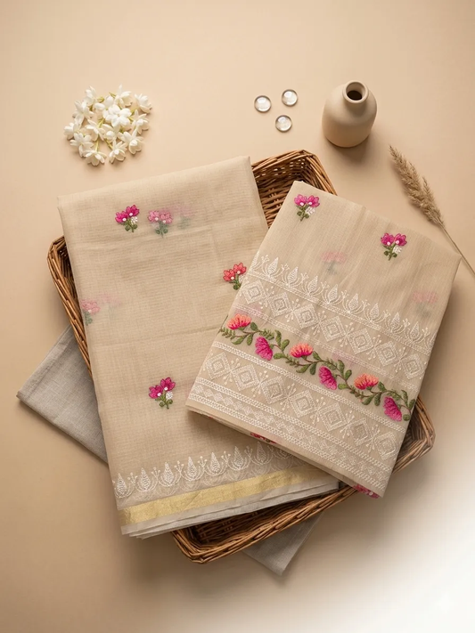 Embroidered Soft Kota Cotton Dress Material Set (Multi-Color Collection)