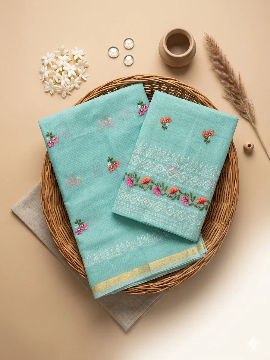 Embroidered Soft Kota Cotton Dress Material Set (Multi-Color Collection)