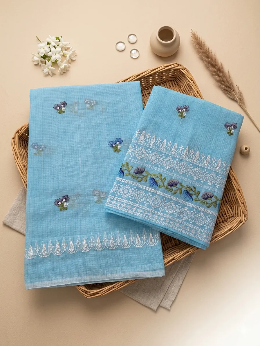 Embroidered Soft Kota Cotton Dress Material Set (Multi-Color Collection)