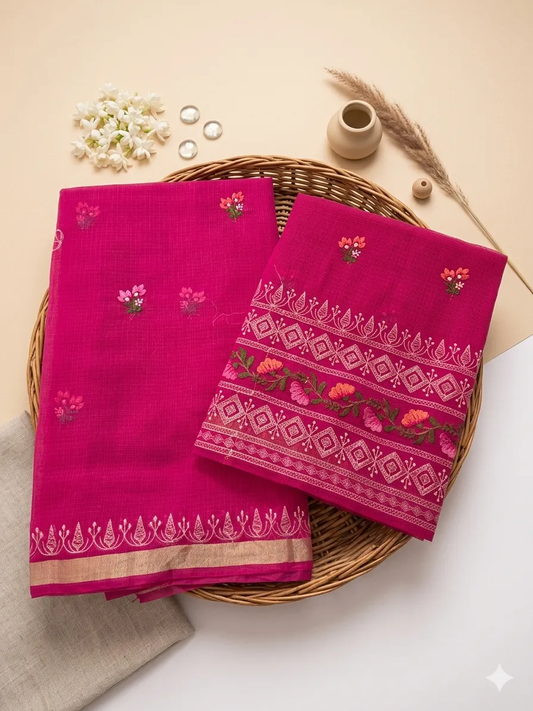 Embroidered Soft Kota Cotton Dress Material Set (Multi-Color Collection)