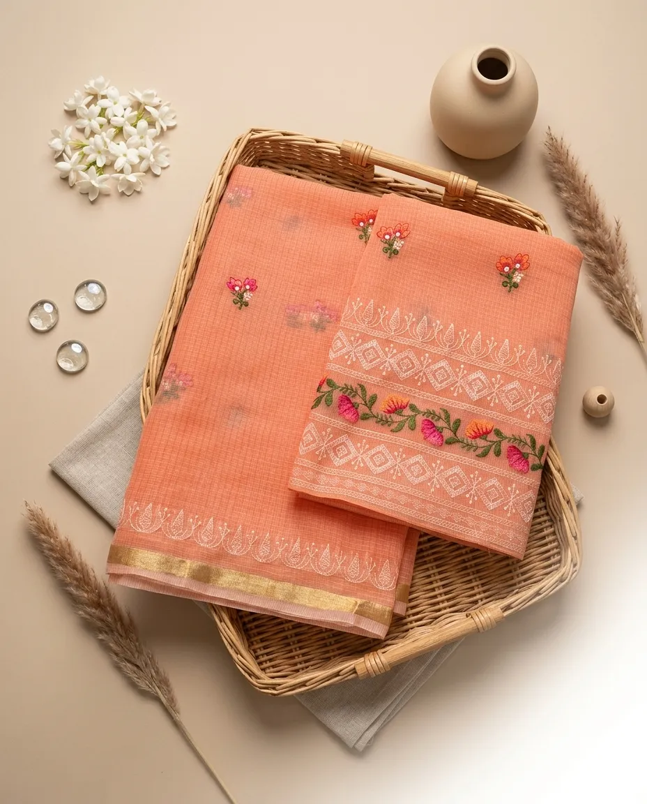 Embroidered Soft Kota Cotton Dress Material Set (Multi-Color Collection)
