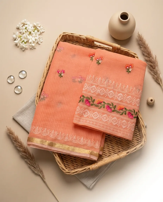 Embroidered Soft Kota Cotton Dress Material Set (Multi-Color Collection)