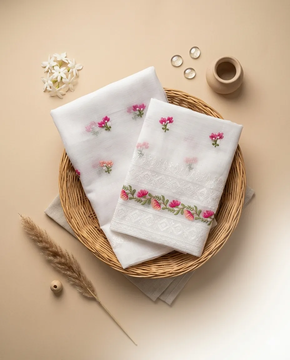 Embroidered Soft Kota Cotton Dress Material Set (Multi-Color Collection)