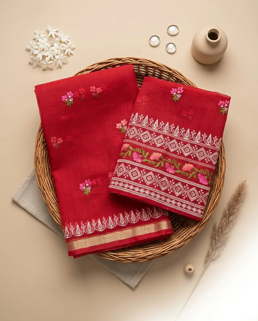 Embroidered Soft Kota Cotton Dress Material Set (Multi-Color Collection)