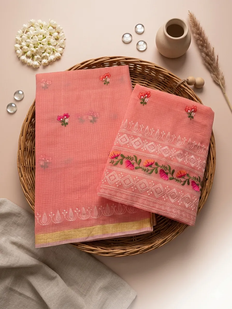 Embroidered Soft Kota Cotton Dress Material Set (Multi-Color Collection)