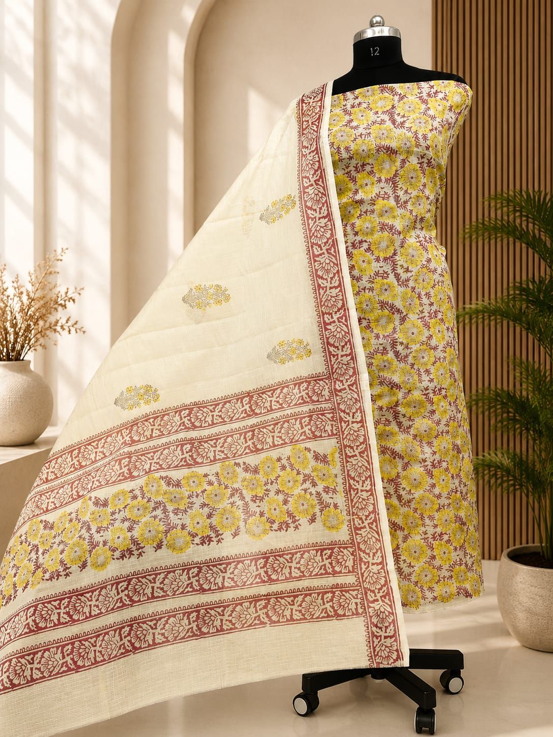 Beautiful Kota Doria Hand Block Printed Dress Material