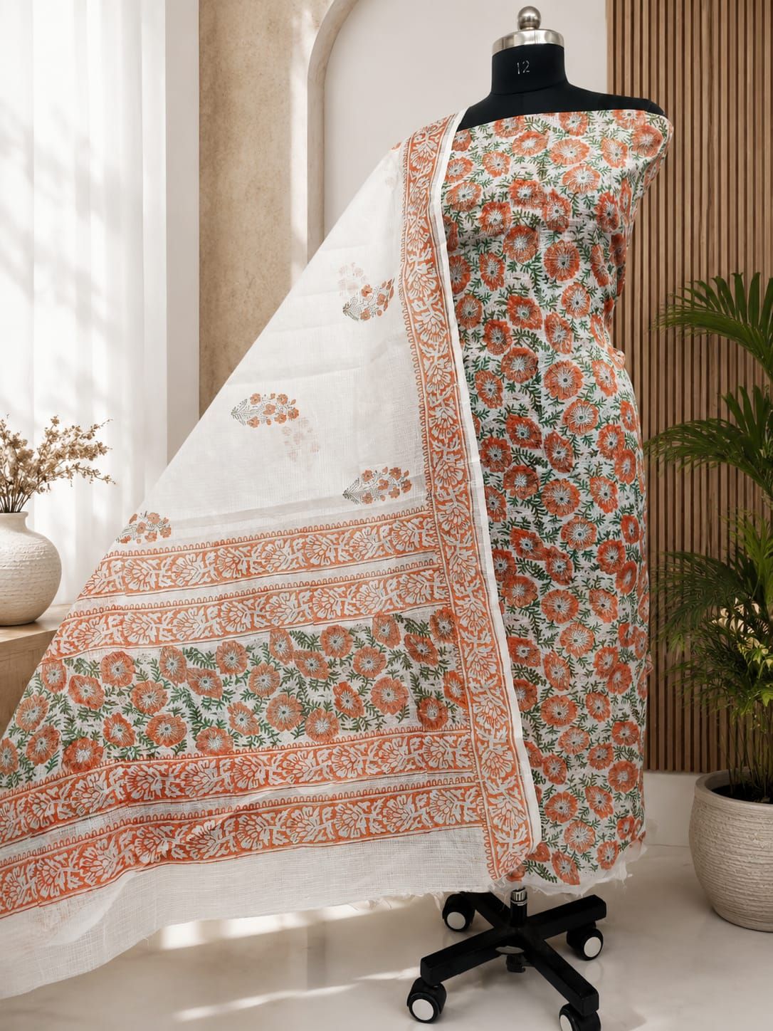 Beautiful Kota Doria Hand Block Printed Dress Material