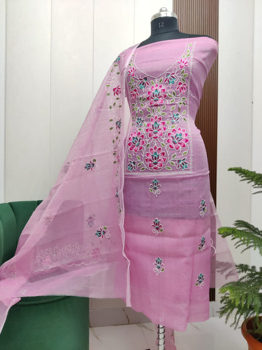 Beautiful Kota Doria Embroidery Unstitch Dress Material