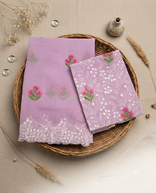 Beautiful Kota Doria Dress Material with Cutwork Dupatta | Unstitched Suit Set
