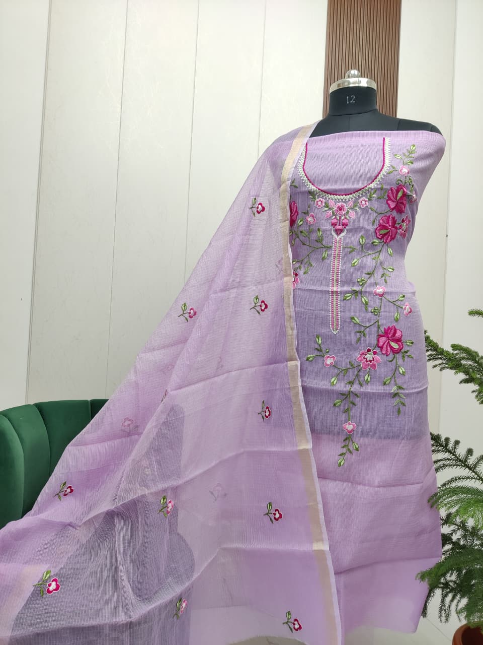 Beautiful Kota Doria Embroidery Unstitch Dress Material