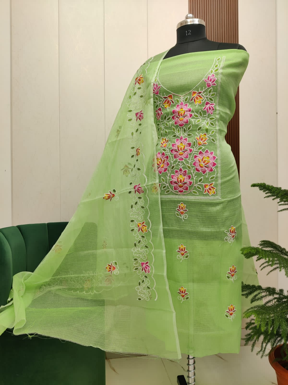 Beautiful Kota Doria Embroidery Unstitch Dress Material