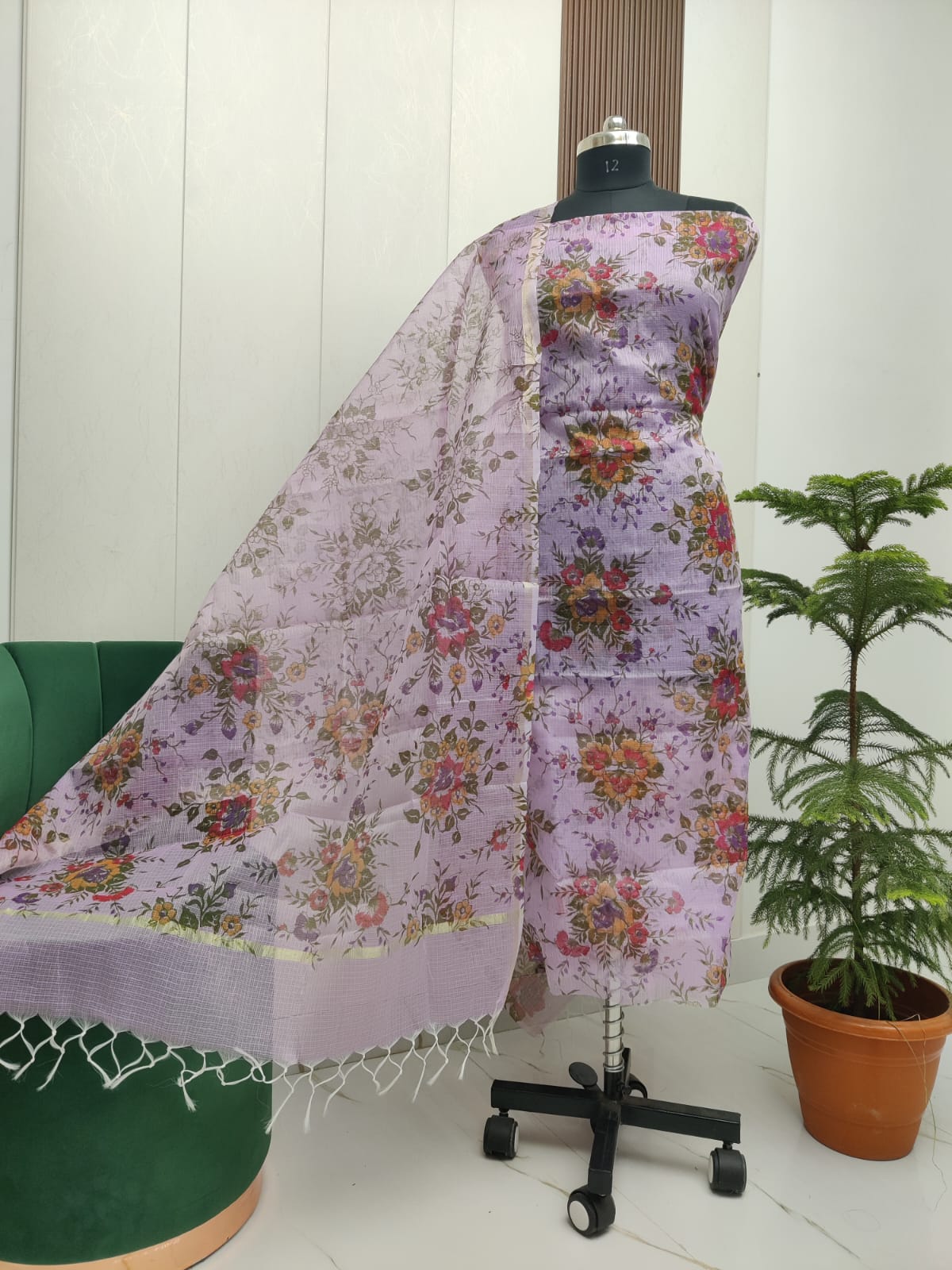 Beautiful Kota Doria Screen Print Unstitch Dress Material