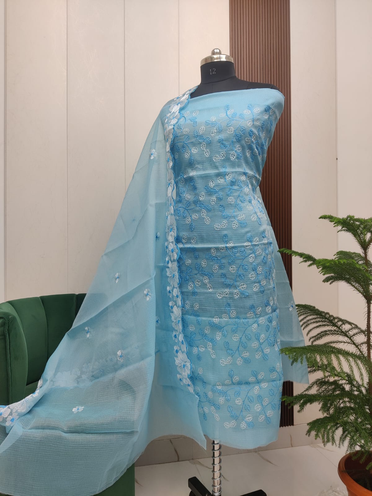 Beautiful Kota Doria Embroidery Unstitch Dress Material