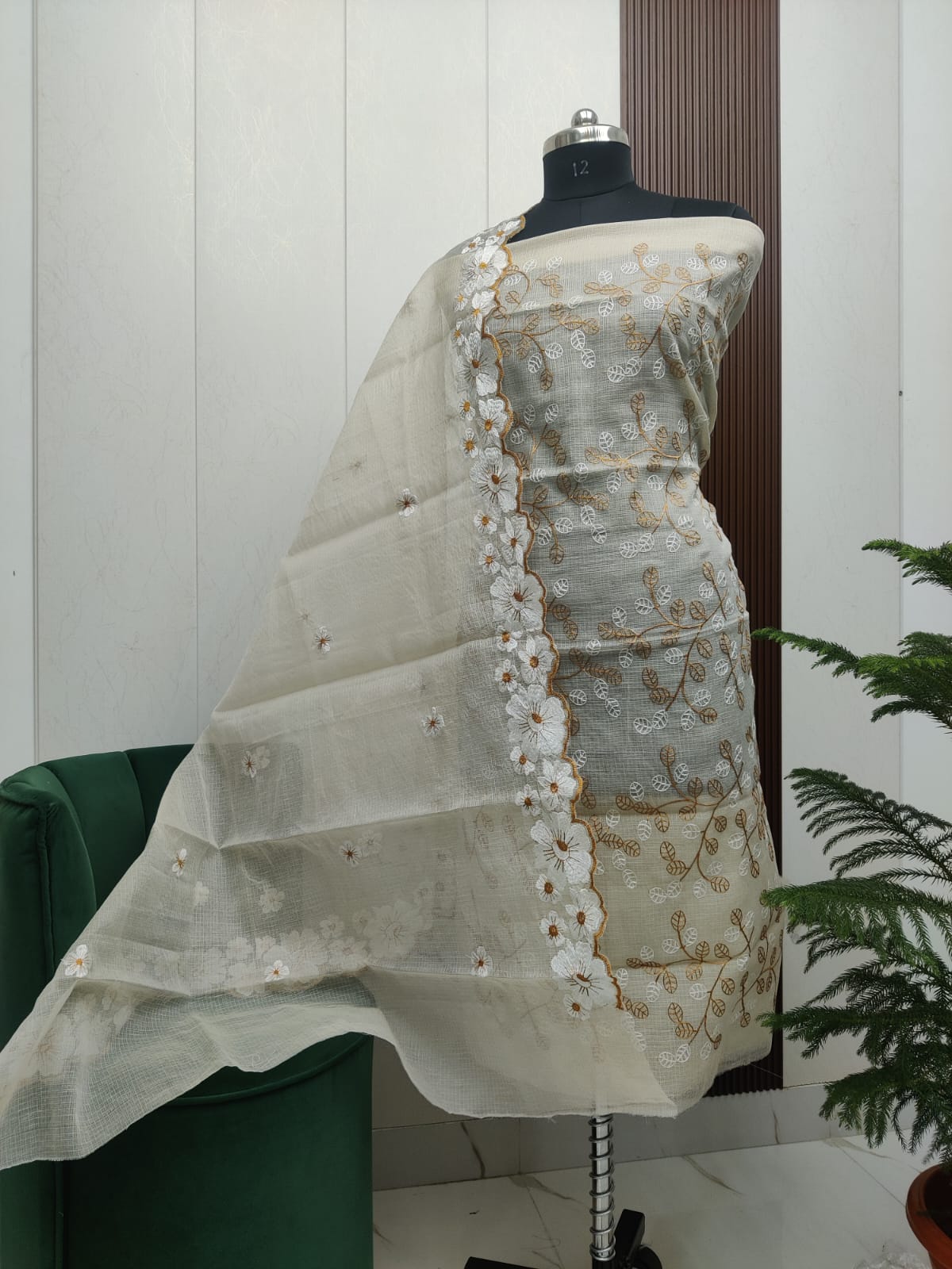 Beautiful Kota Doria Embroidery Unstitch Dress Material