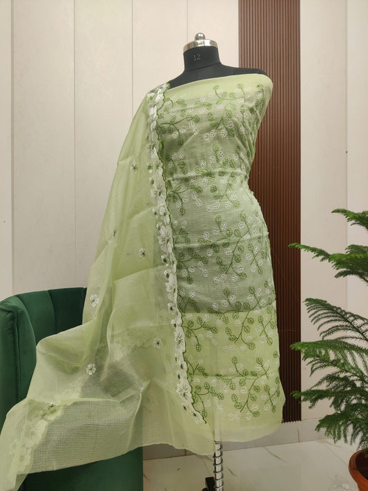 Beautiful Kota Doria Embroidery Unstitch Dress Material