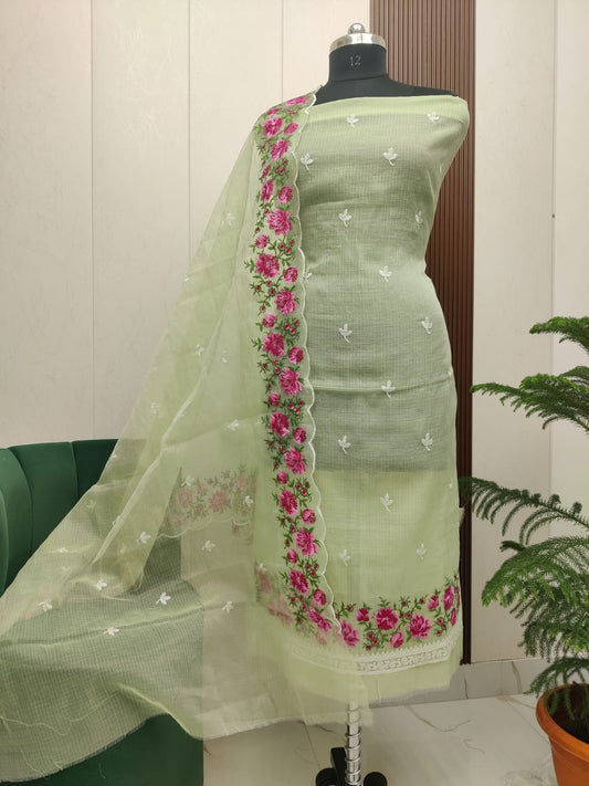 Beautiful Kota Doria Embroidery Unstitch Dress Material