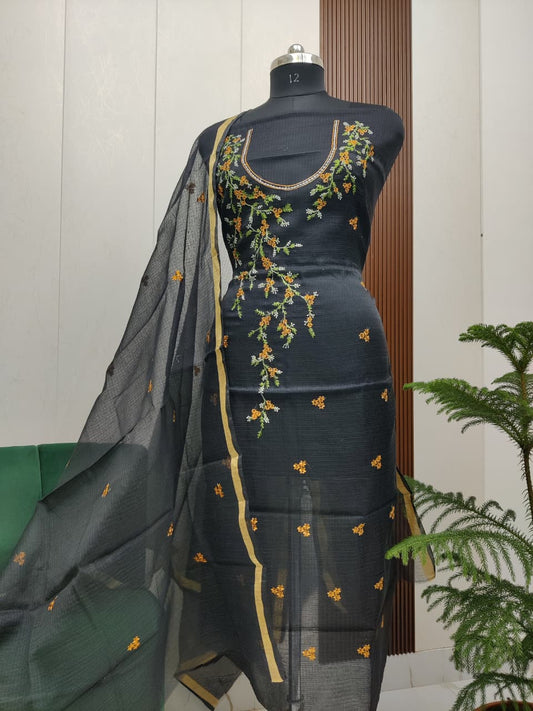 Beautiful Kota Doria Embroidery Unstitch Dress Material