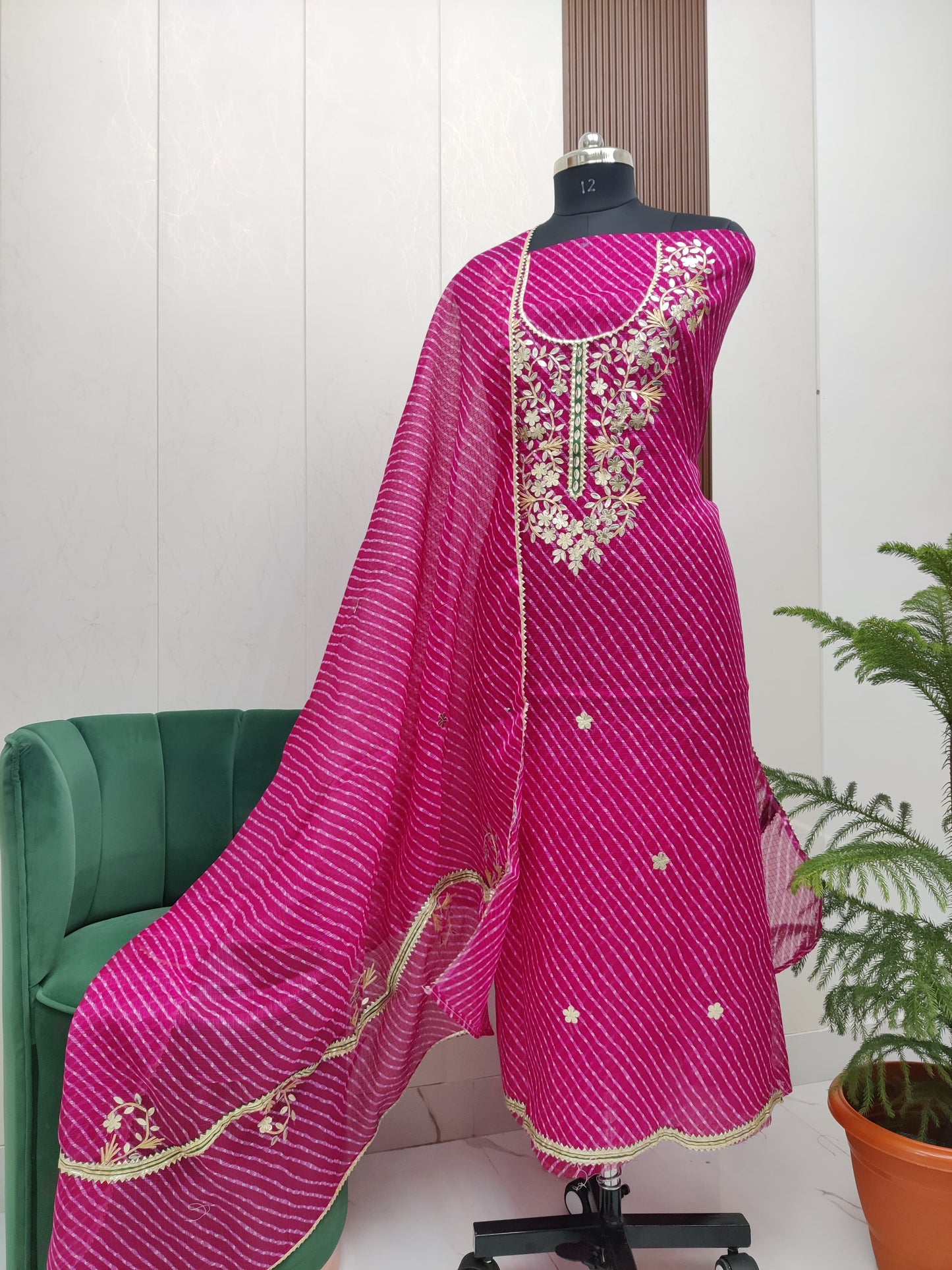 Beautiful Kota Doria Gotta Patti Semi Silk Unstitch Dress Material