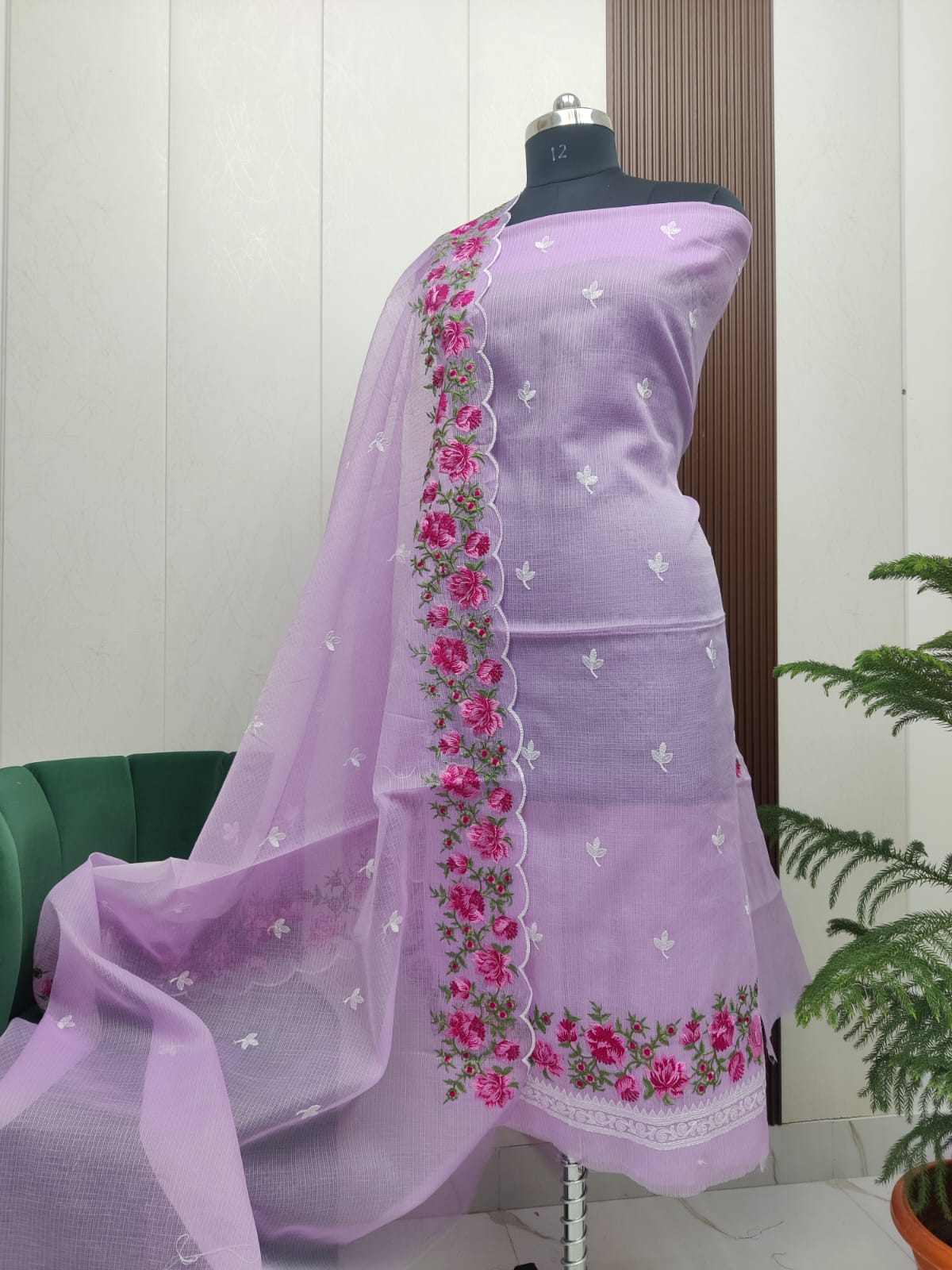 Beautiful Kota Doria Embroidery Unstitch Dress Material