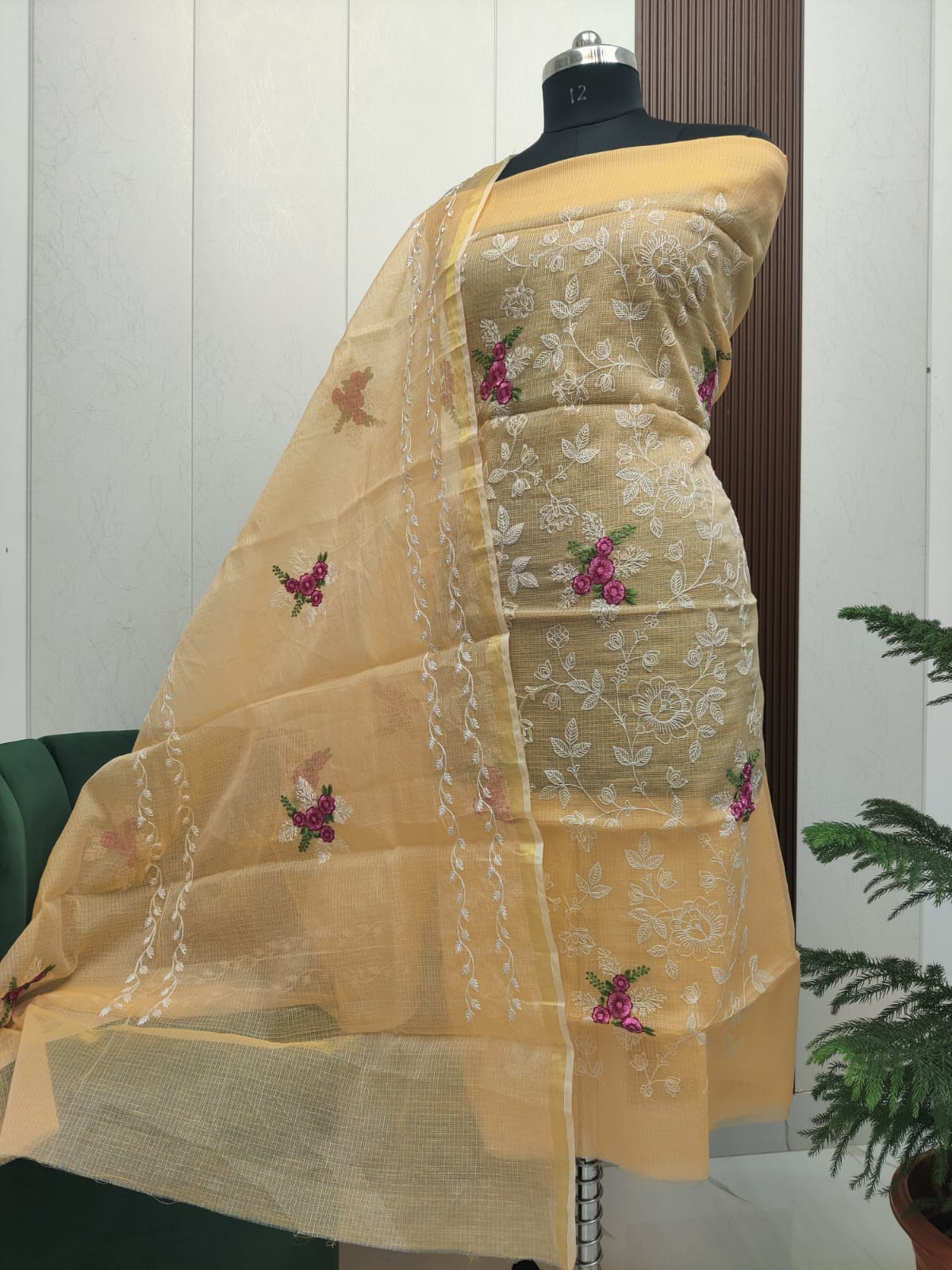 Beautiful Kota Doria Embroidery Unstitch Dress Material