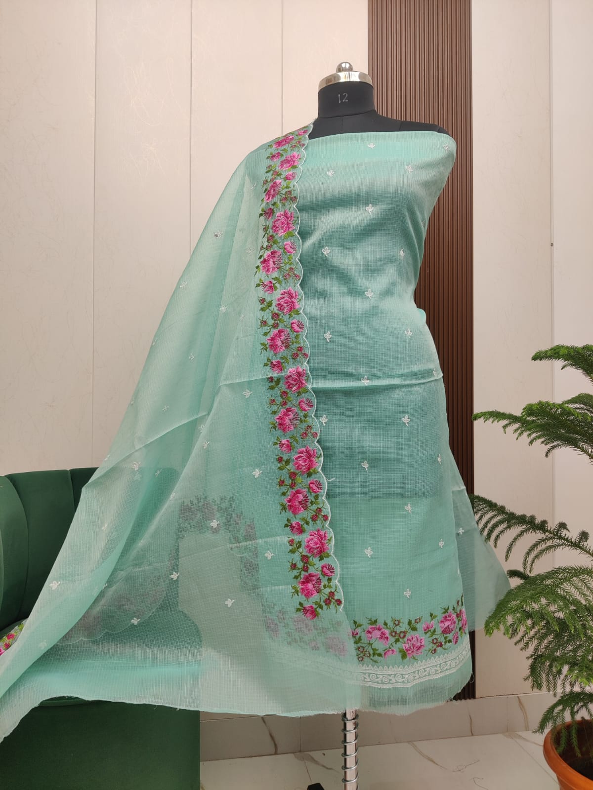 Beautiful Kota Doria Embroidery Unstitch Dress Material