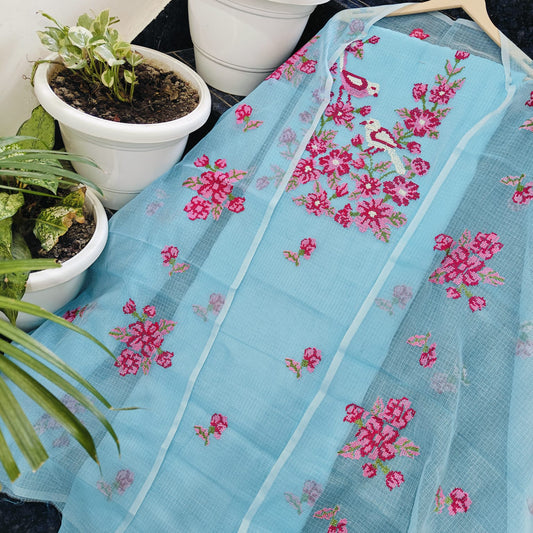 🪷 Kota Doria Cross Stitch Dress Material 🪷